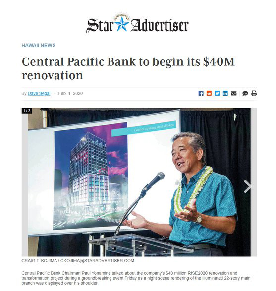 Star Advertiser article about bank renovations